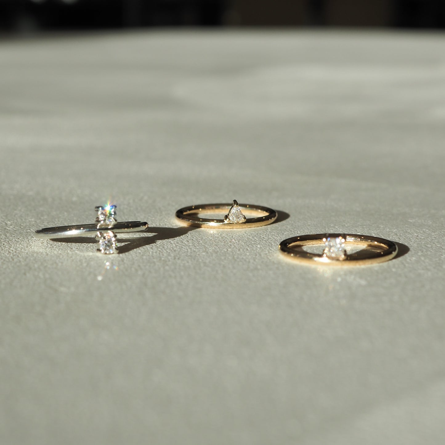 Offset Solitaire Engagement Ring Featuring 0.15 CT Trillion Moissanite 5