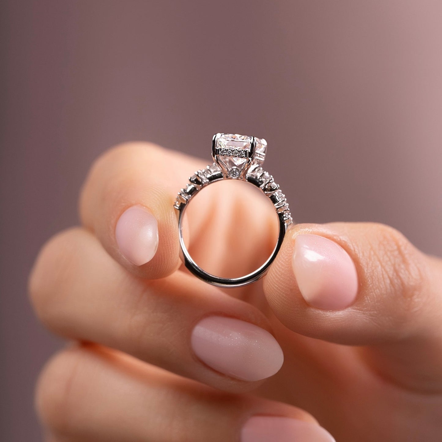 Hidden Halo & Cluster Engagement Ring Featuring 3.0 CT Radiant Moissanite 5