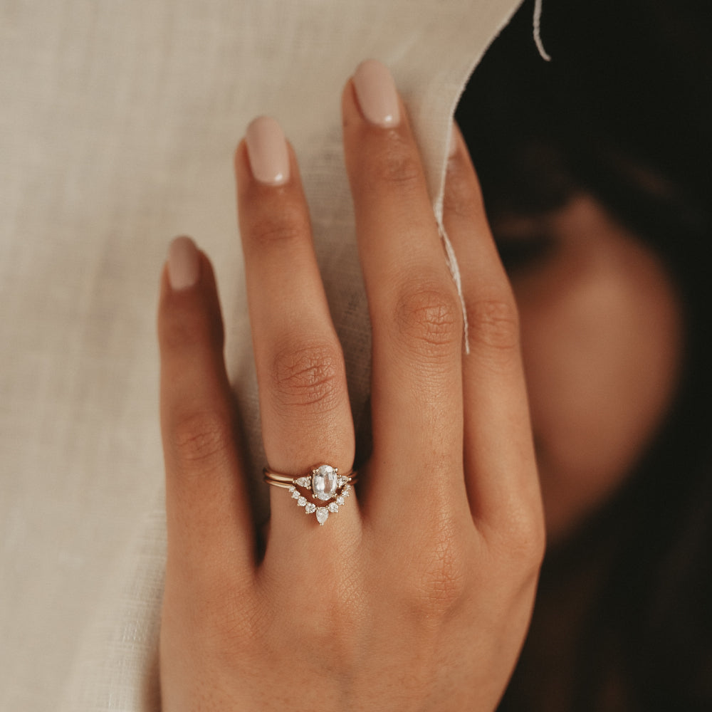 Half Eternity Wedding Band Featuring 0.22 TCW Pear & Round Moissanite 11