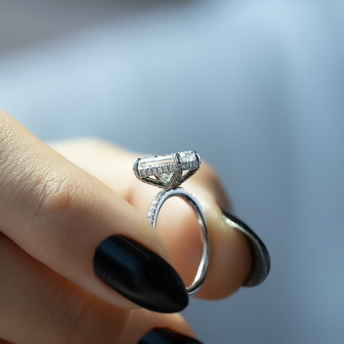 Hidden Halo & Pave Engagement Ring Featuring 1.0 CT Radiant Moissanite 5