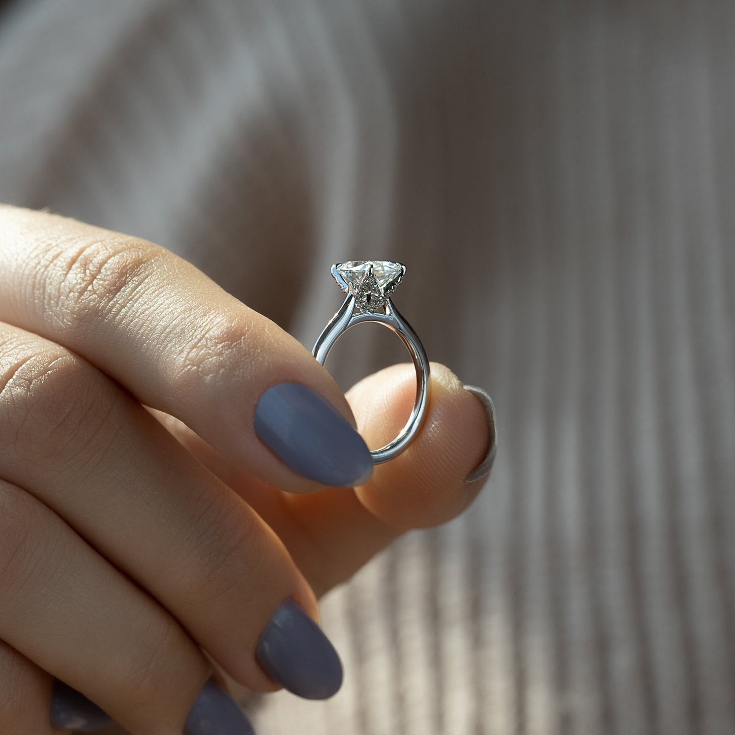 Hidden Halo Engagement Ring Featuring 1.50 CT Oval Moissanite 5