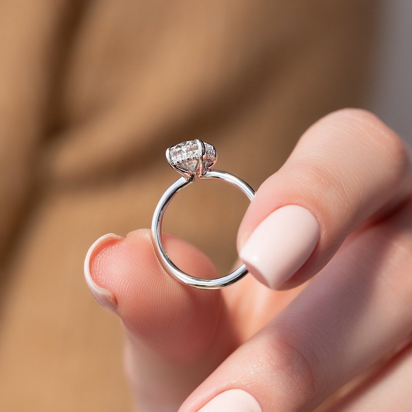 Hidden Halo Engagement Ring Featuring 2.0 CT Oval Moissanite 8