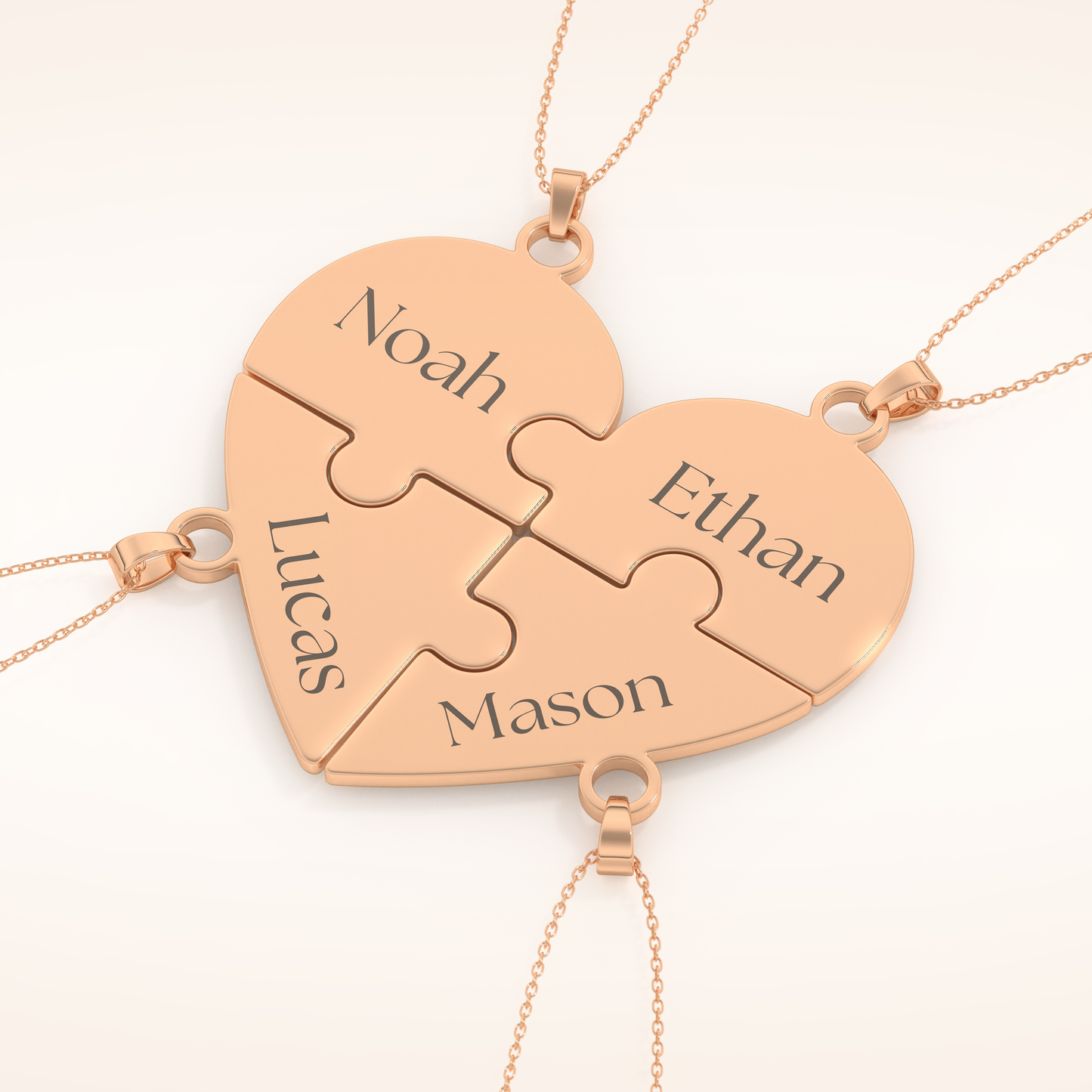 Custom Engraved Heart Puzzle Pendant Necklace – Crafted with Meaning 24