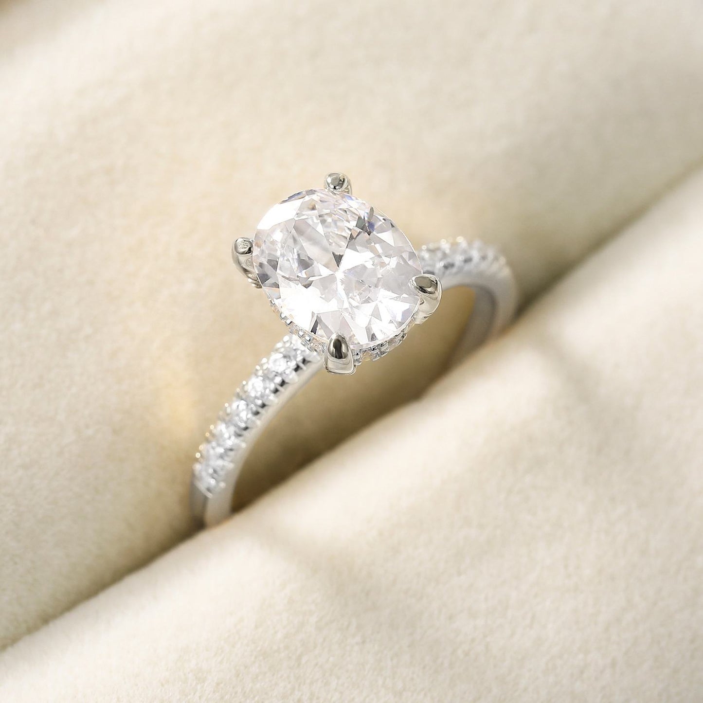 Pave Engagement Ring Featuring 3.50 CT Oval Moissanite 7