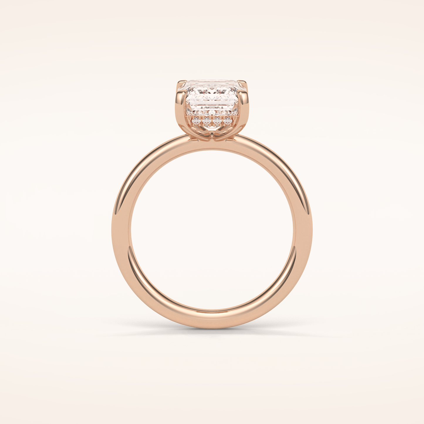 2.3 CT Emerald Shaped Hidden Halo Moissanite Engagement Ring