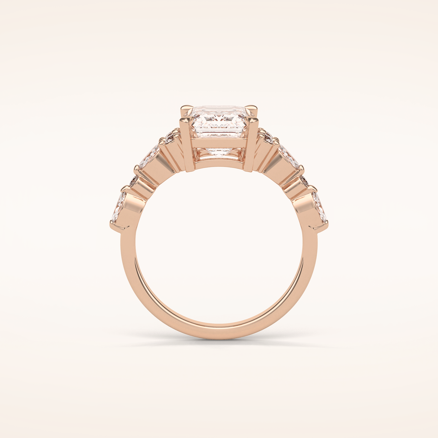 2.3 CT Emerald Shaped Cluster Moissanite Engagement Ring