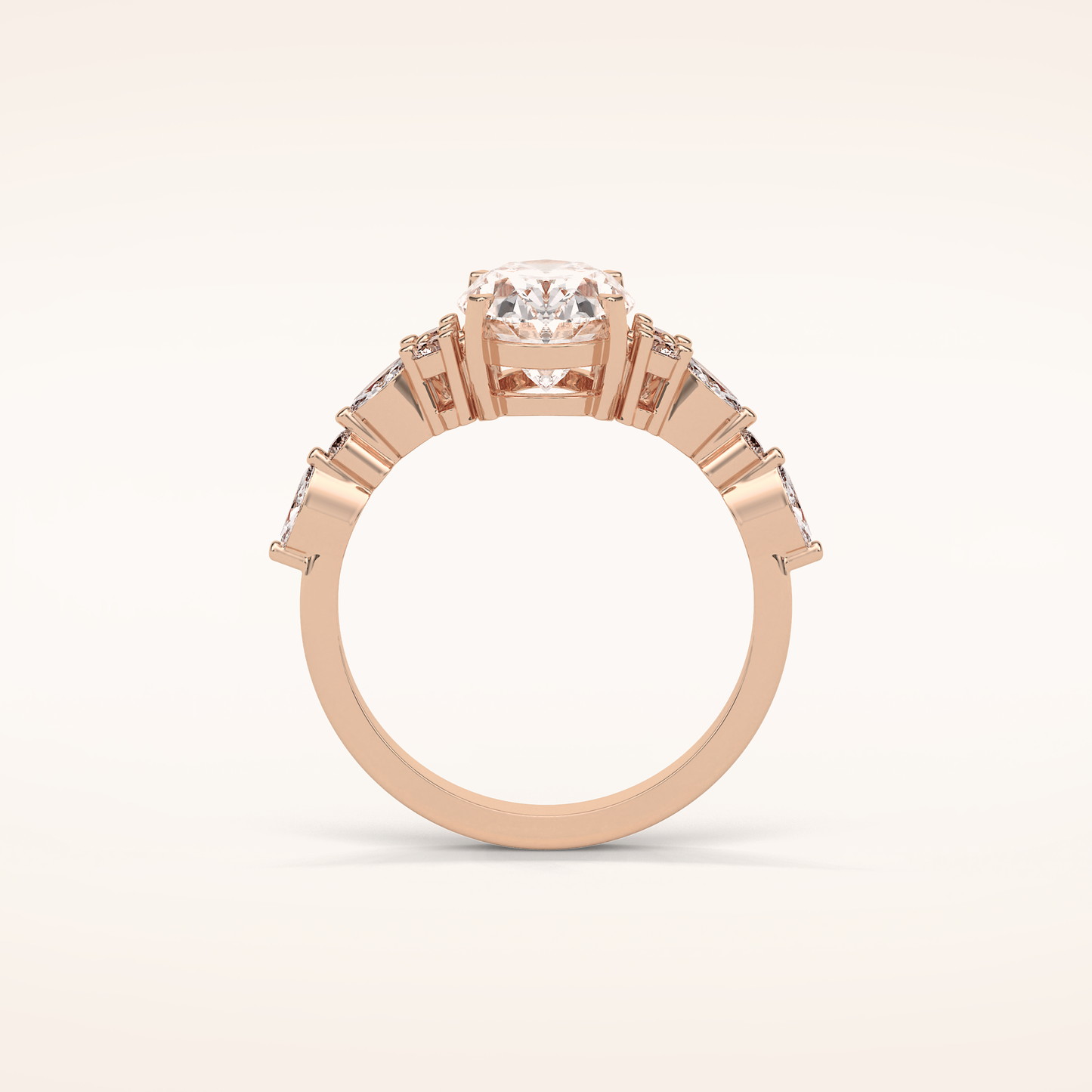 2.1 CT Oval Shaped Cluster Moissanite Engagement Ring