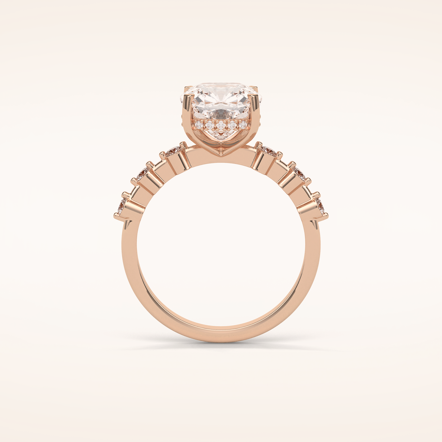 2.15 CT Cushion Shaped Pave Moissanite Engagement Ring