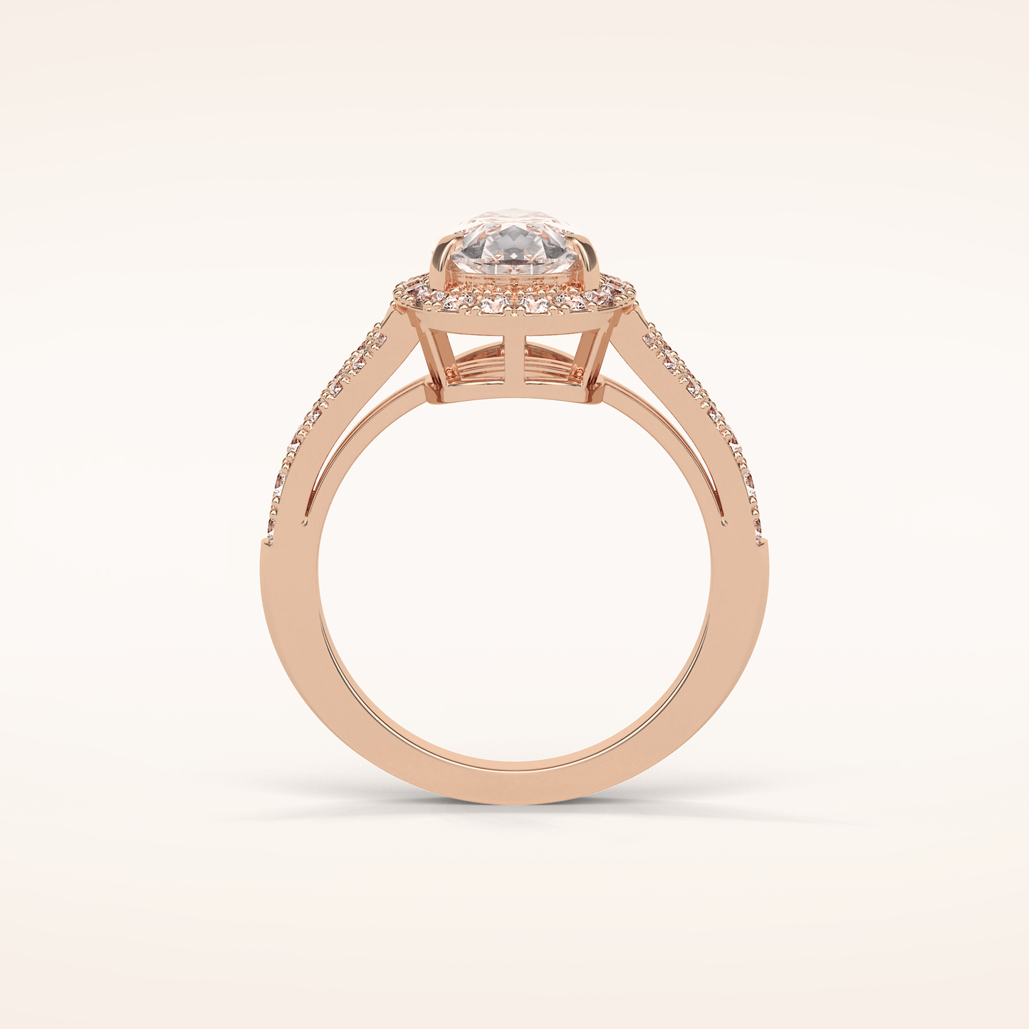 3.1 CT Pear Shaped Halo & Pave Split Shank Moissanite Engagement Ring