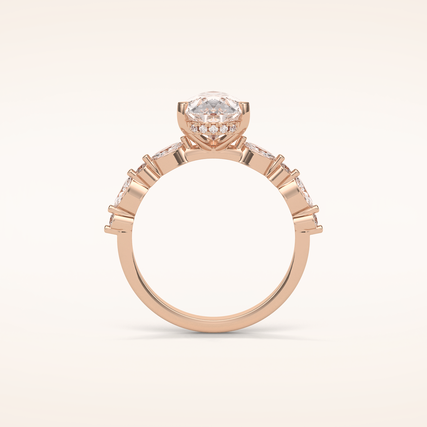 1.93 CT Pear Shaped Pave Moissanite Engagement Ring