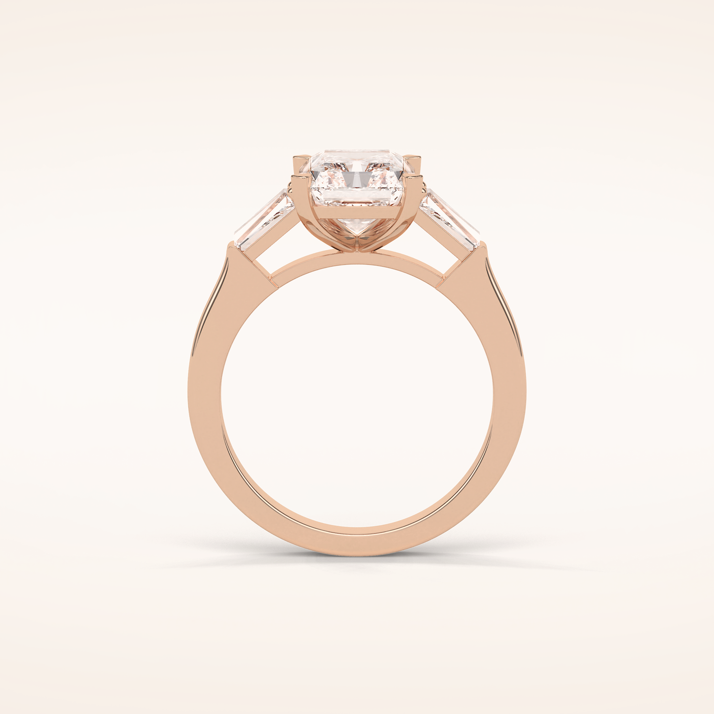 2.3 CT Radiant Shaped Three Stones Moissanite Engagement Ring