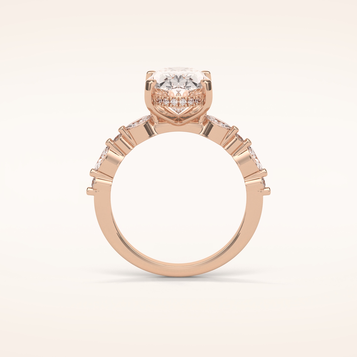 4 CT Oval Shaped Pave Moissanite Engagement Ring