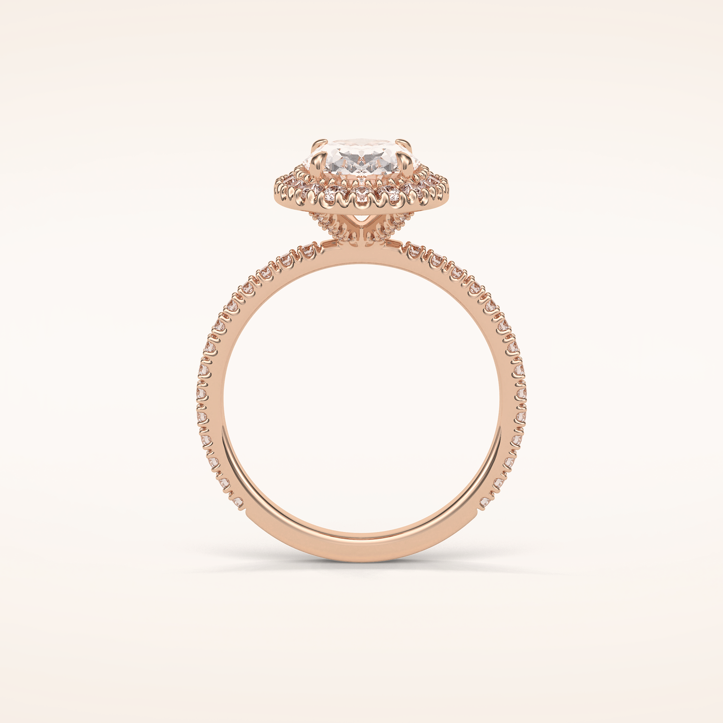 1.91 CT Oval Shaped Halo & Pave Moissanite Engagement Ring 14