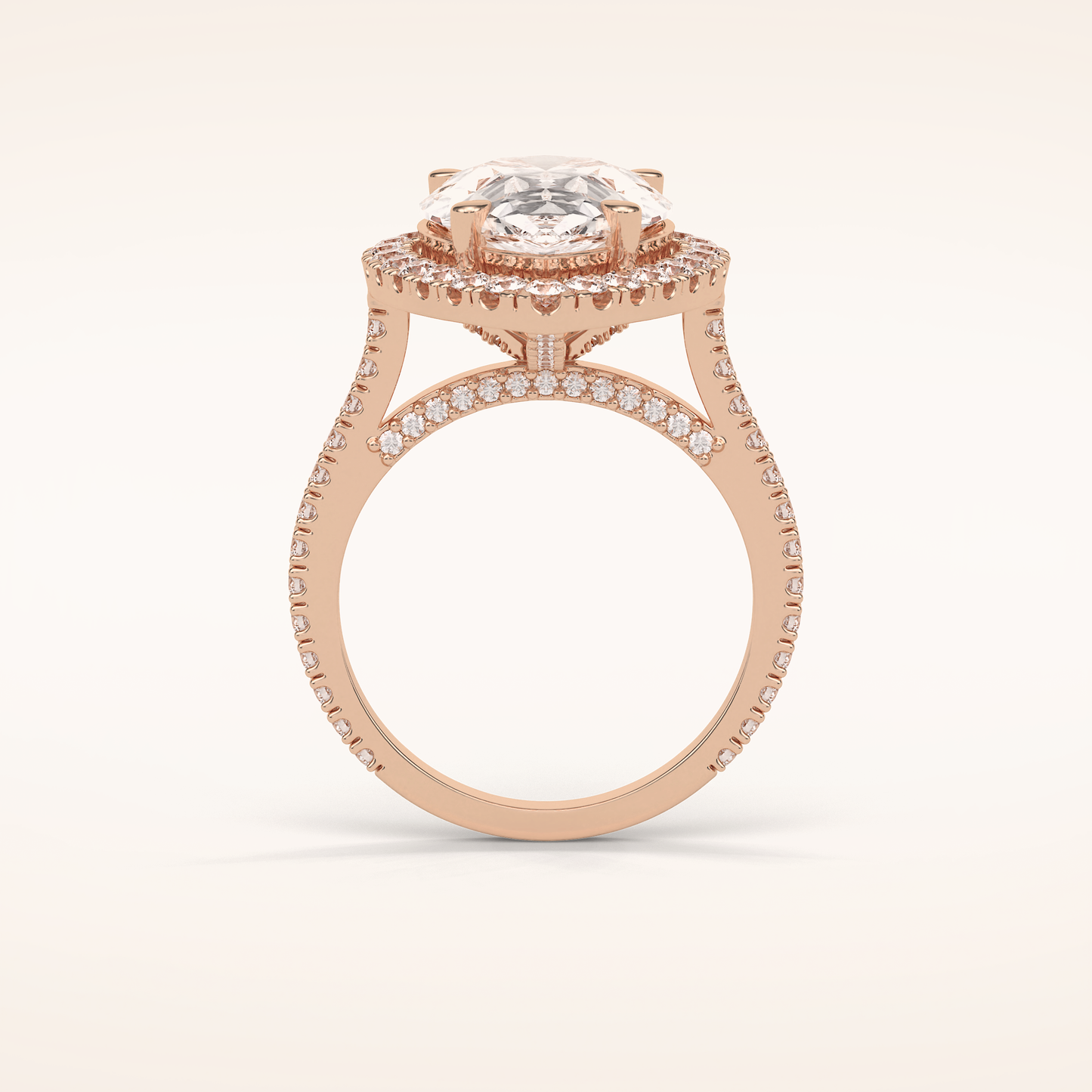 6.15 CT Pear Shaped Halo & Pave Moissanite Engagement Ring