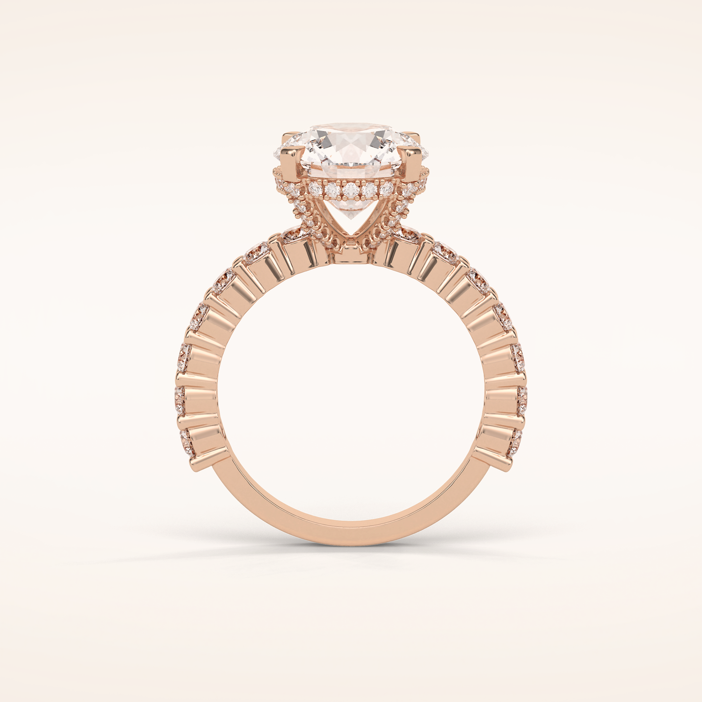 2.75 CT Round Shaped Pave Moissanite Engagement Ring