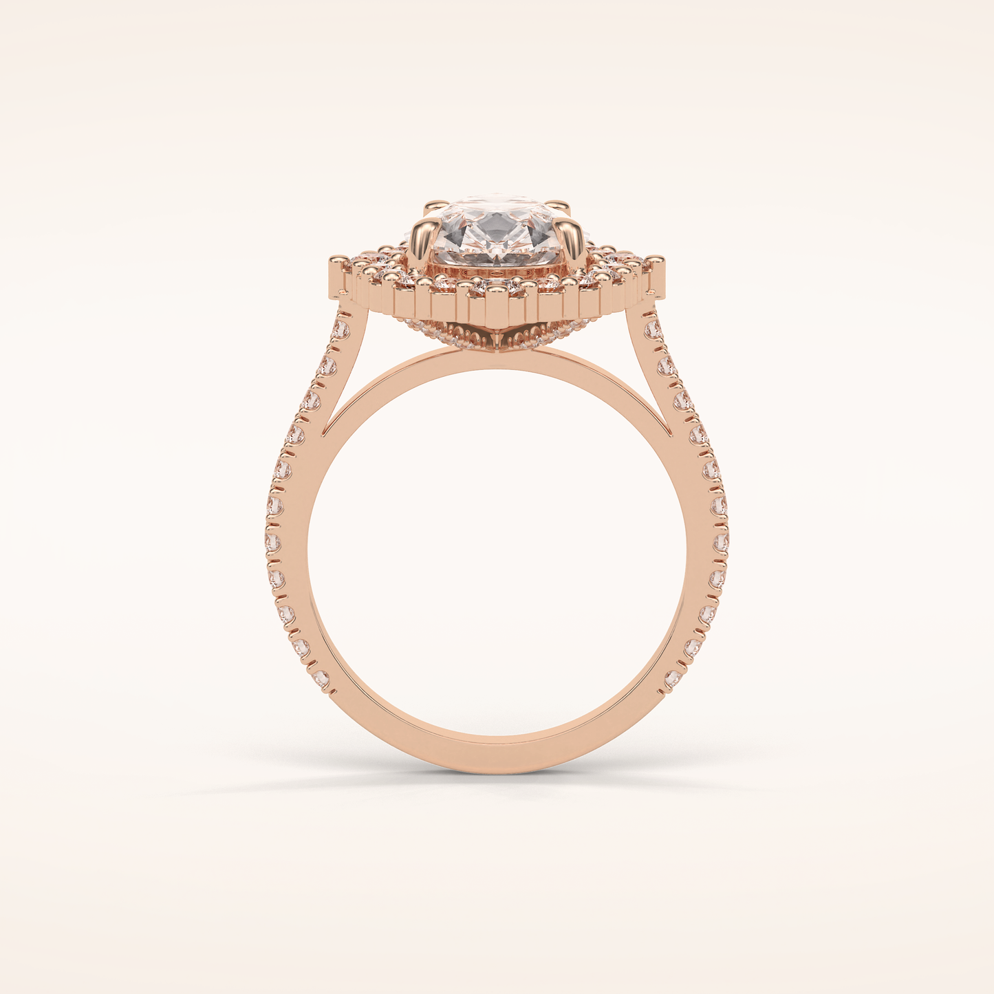 3.1 CT Pear Shaped Cluster & Pave Moissanite Engagement Ring