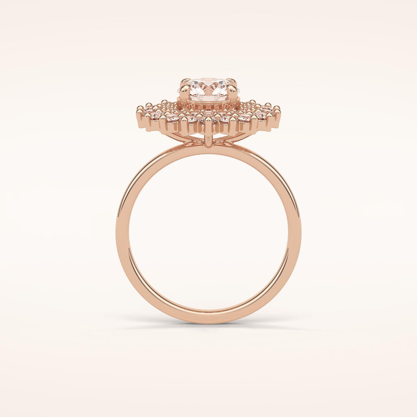 1 CT Round Shaped Double Halo Moissanite Engagement Ring