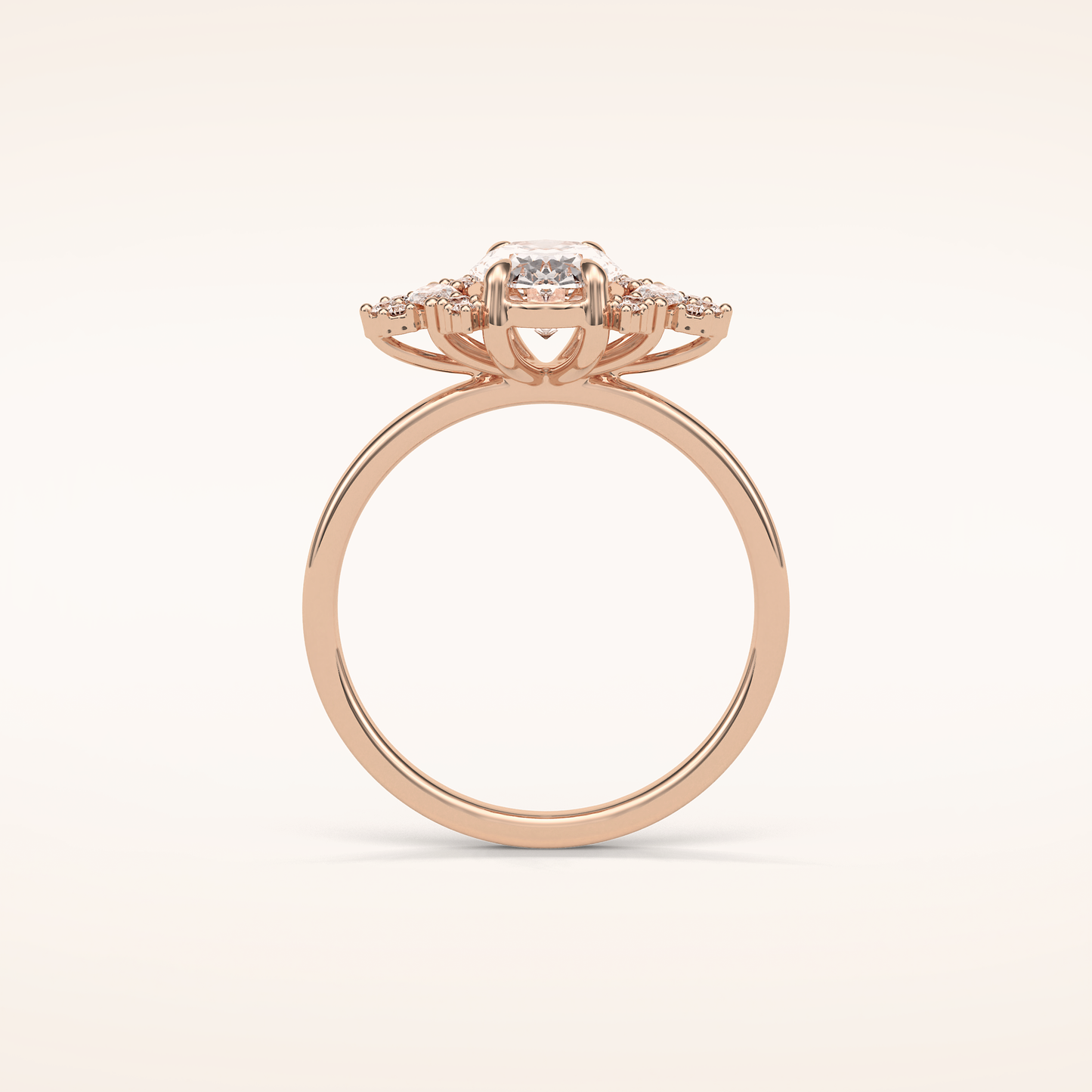 1.33 CT Oval Shaped Cluster Moissanite Engagement Ring