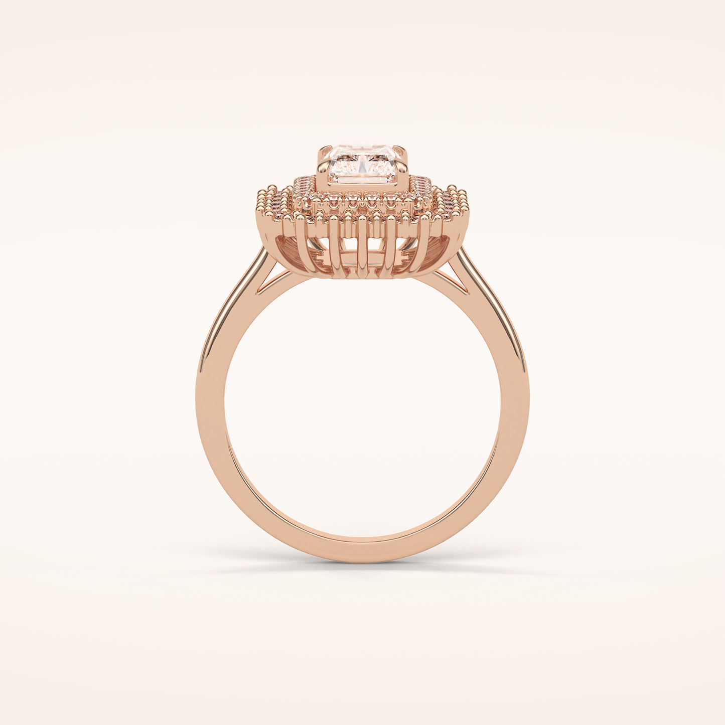 1.05 CT Radiant Shaped Double Halo Moissanite Engagement Ring