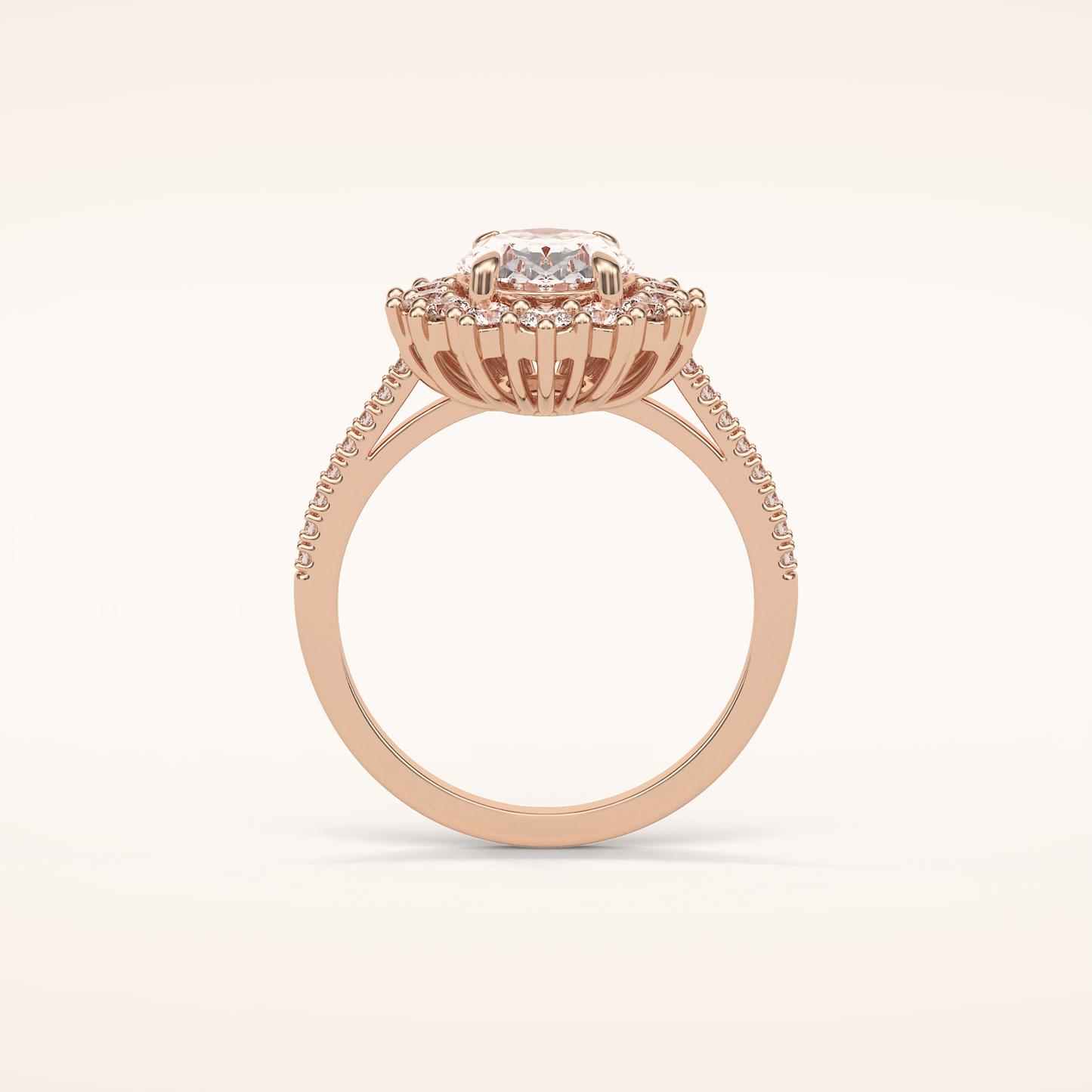 1.91 CT Oval Shaped Halo Moissanite Engagement Ring