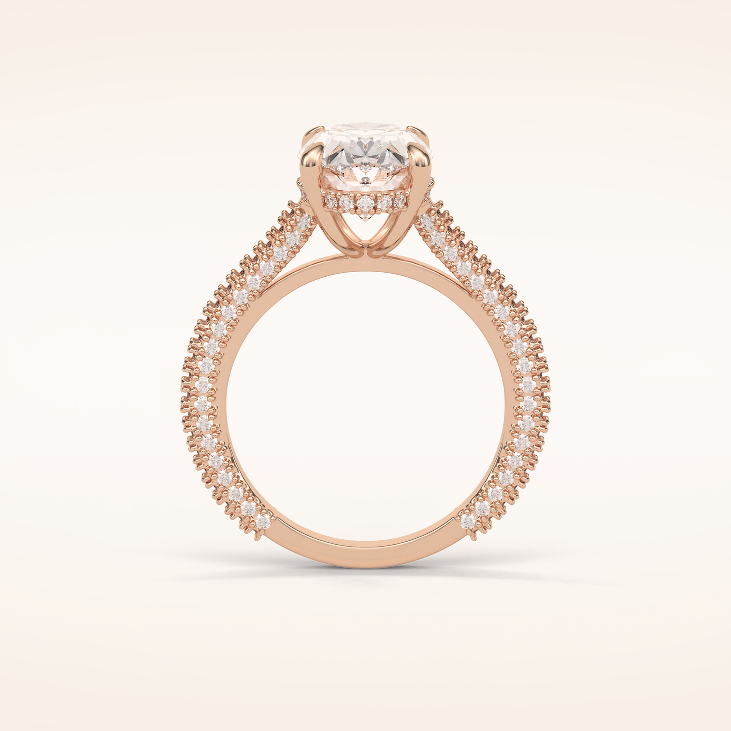 4 CT Oval Shaped Hidden Halo & Pave Moissanite Engagement Ring