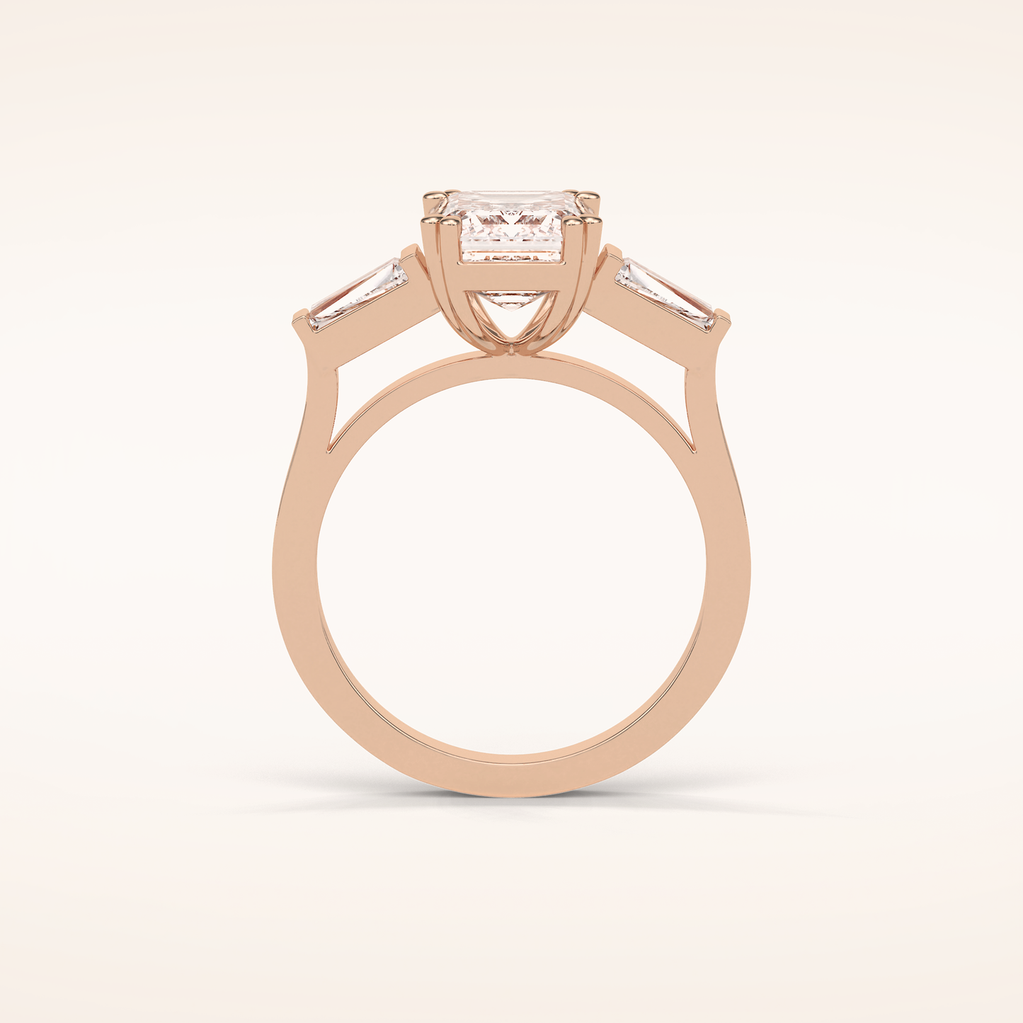 2.30 CT Emerald Shaped Three Stones Moissanite Engagement Ring