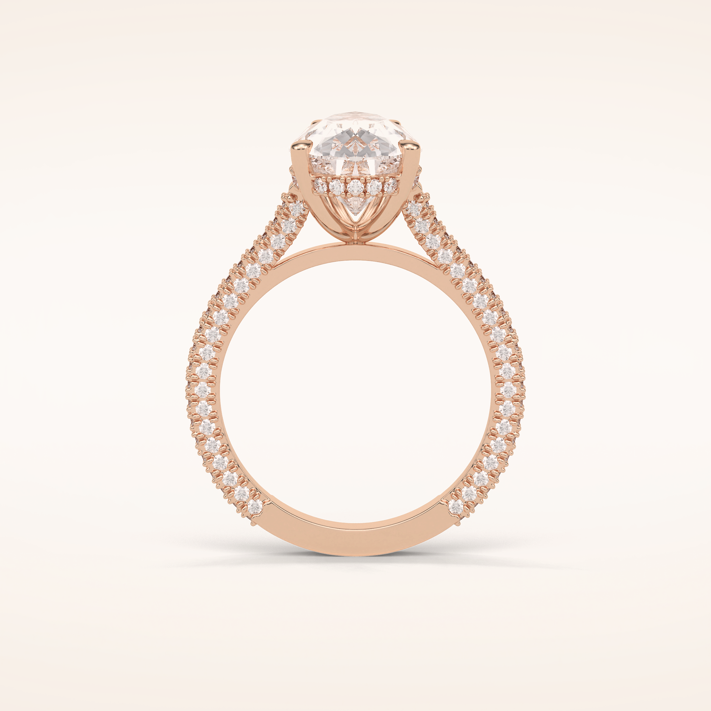 3.1 CT Pear Shaped Hidden Halo & Pave Moissanite Engagement Ring