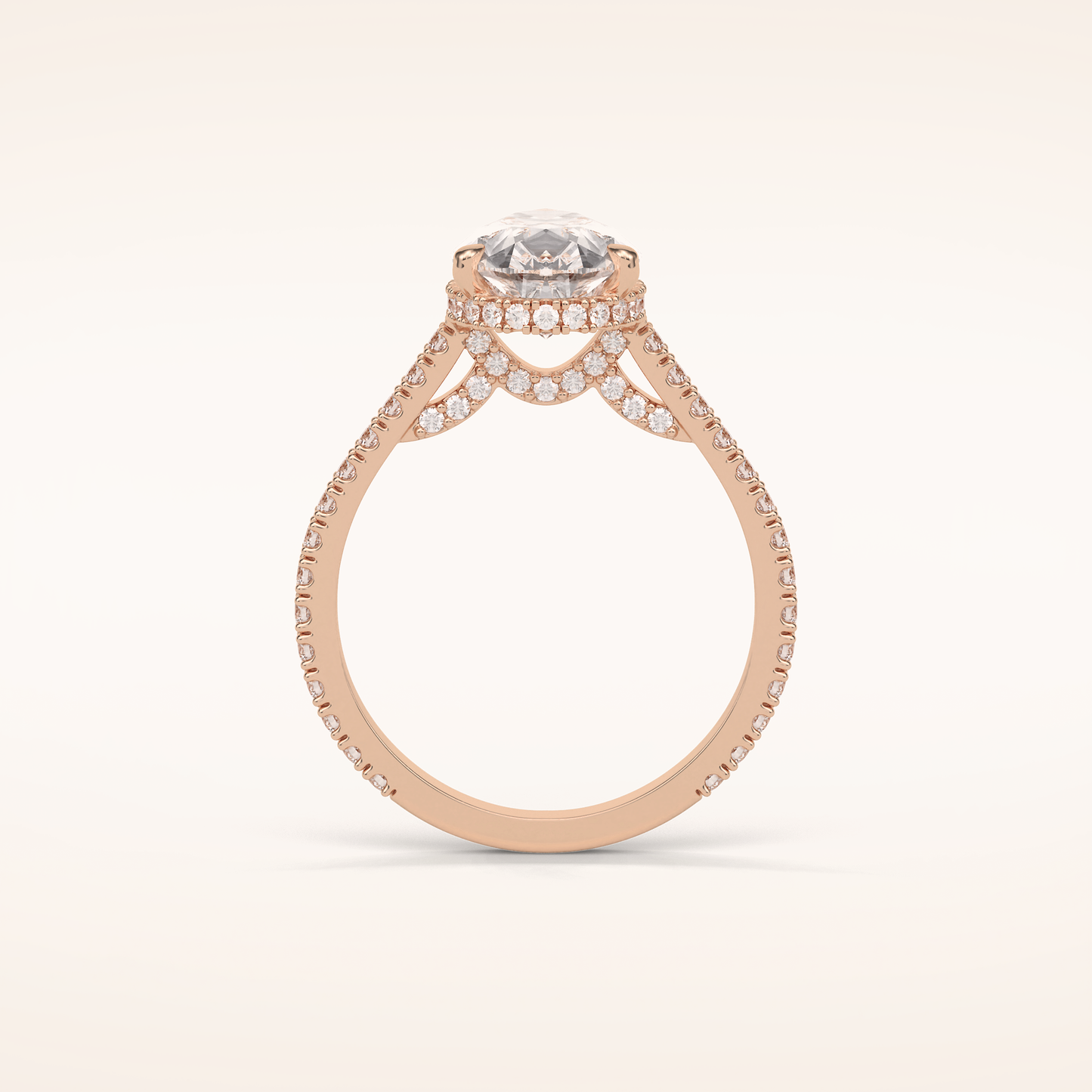 2.8 CT Pear Shaped Hidden Halo & Pave Moissanite Engagement Ring