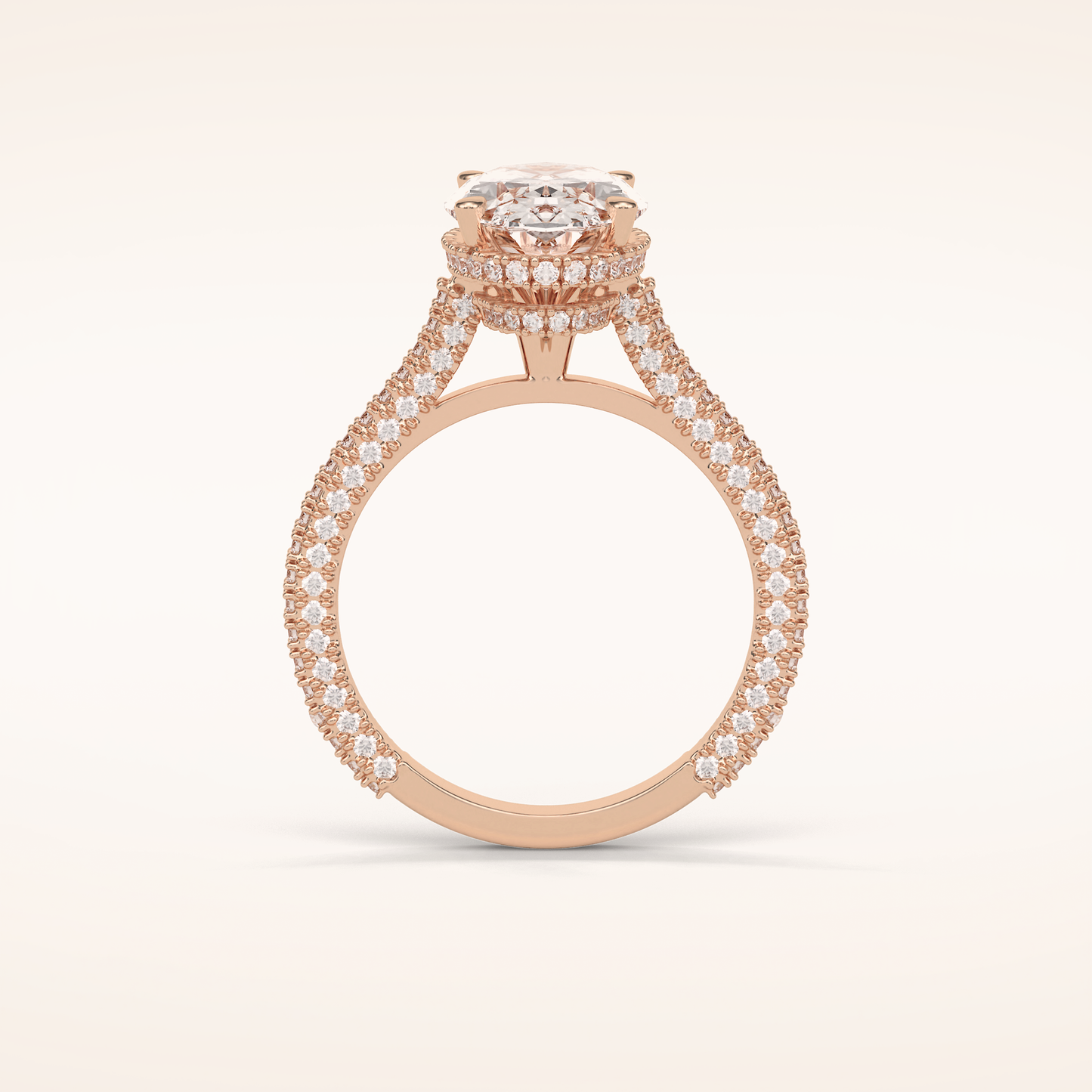 4 CT Oval Shaped Double Hidden Halo & Pave Moissanite Engagement Ring