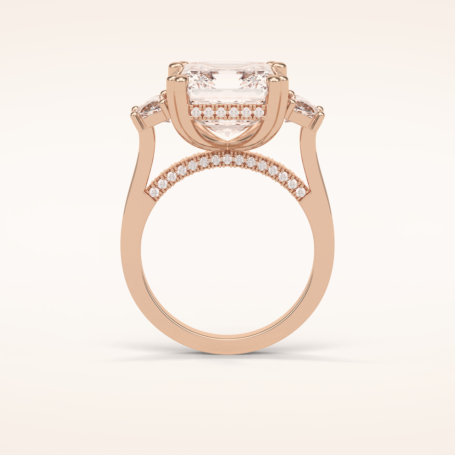 7.6 CT Asscher Shaped Cluster Moissanite Engagement Ring