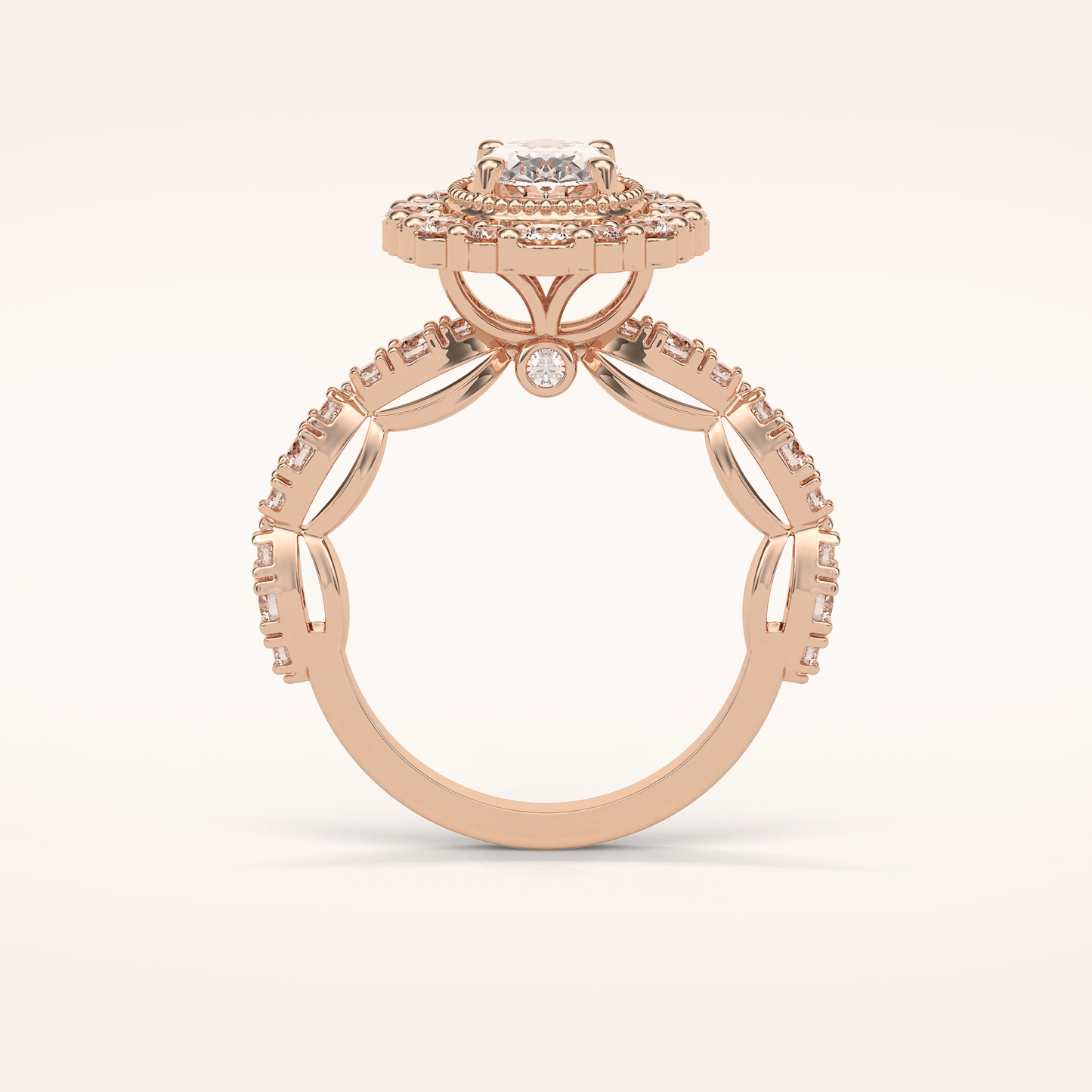 1.33 CT Oval Shaped Halo & Pave Moissanite Engagement Ring