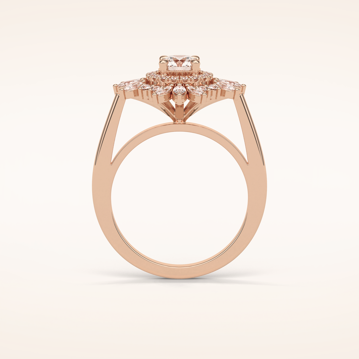 0.5 CT Round Shaped Halo & Cluster Moissanite Engagement Ring