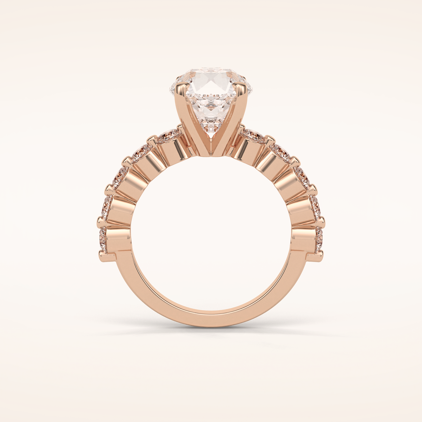 2.2 CT Round Shaped Pave Moissanite Engagement Ring