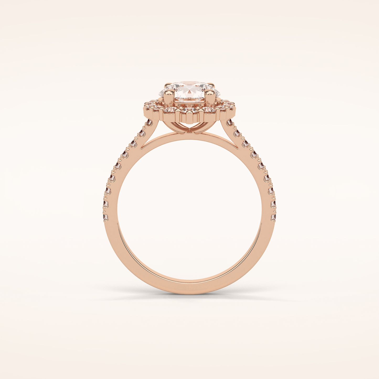 1.25 CT Round Shaped Halo & Pave Moissanite Engagement Ring