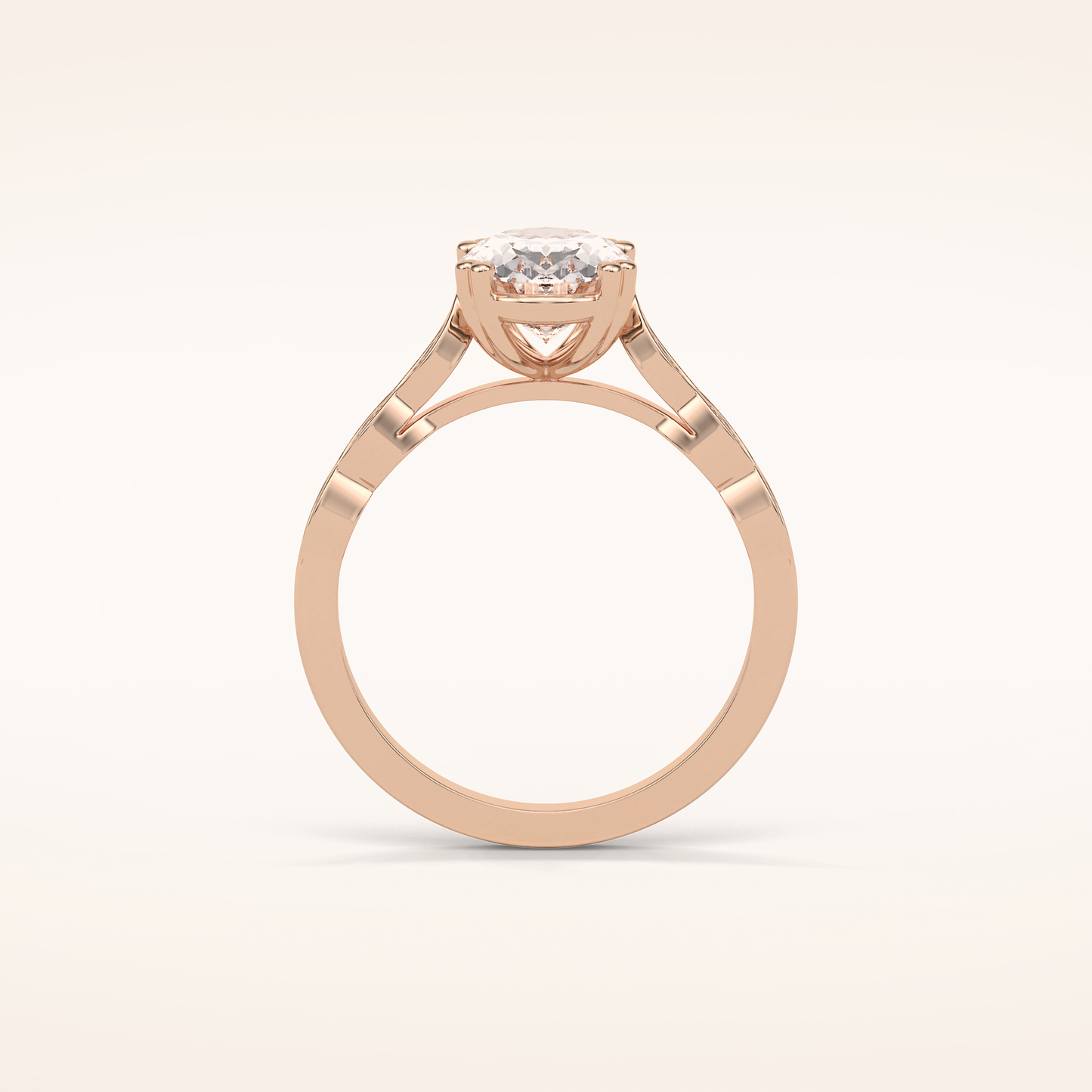 1.91 CT Oval Shaped Pave Moissanite Engagement Ring