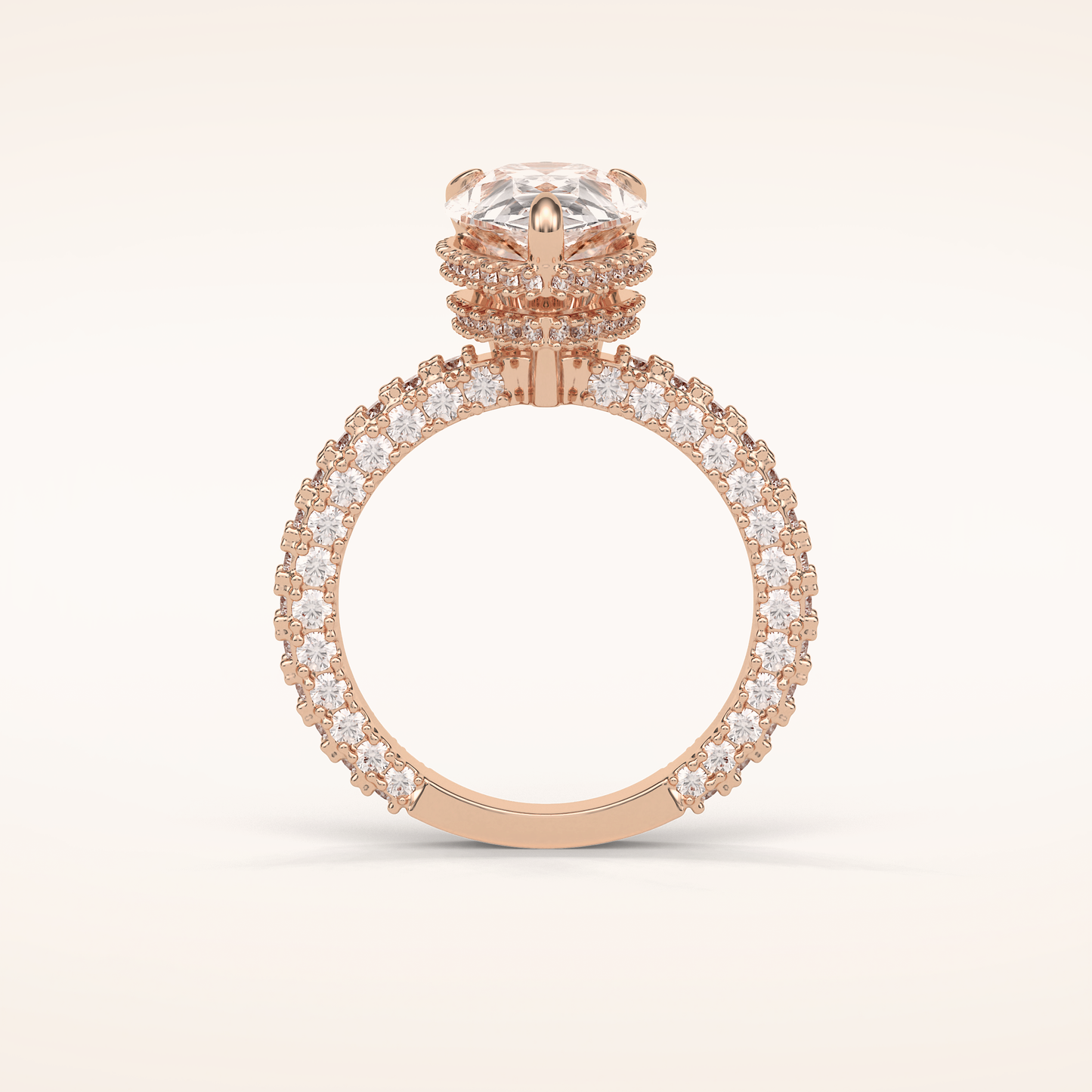 3.09 CT Pear Shaped Halo & Pave Moissanite Engagement Ring