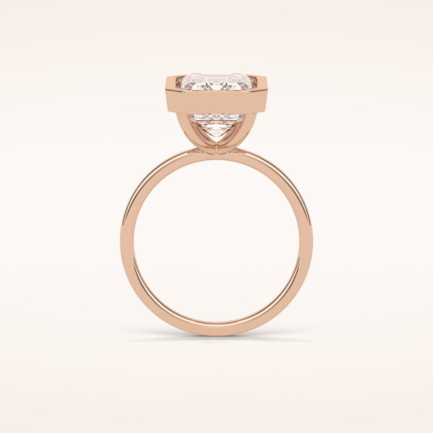 4.6 CT Emerald Shaped Bezel & Solitaire Moissanite Engagement Ring