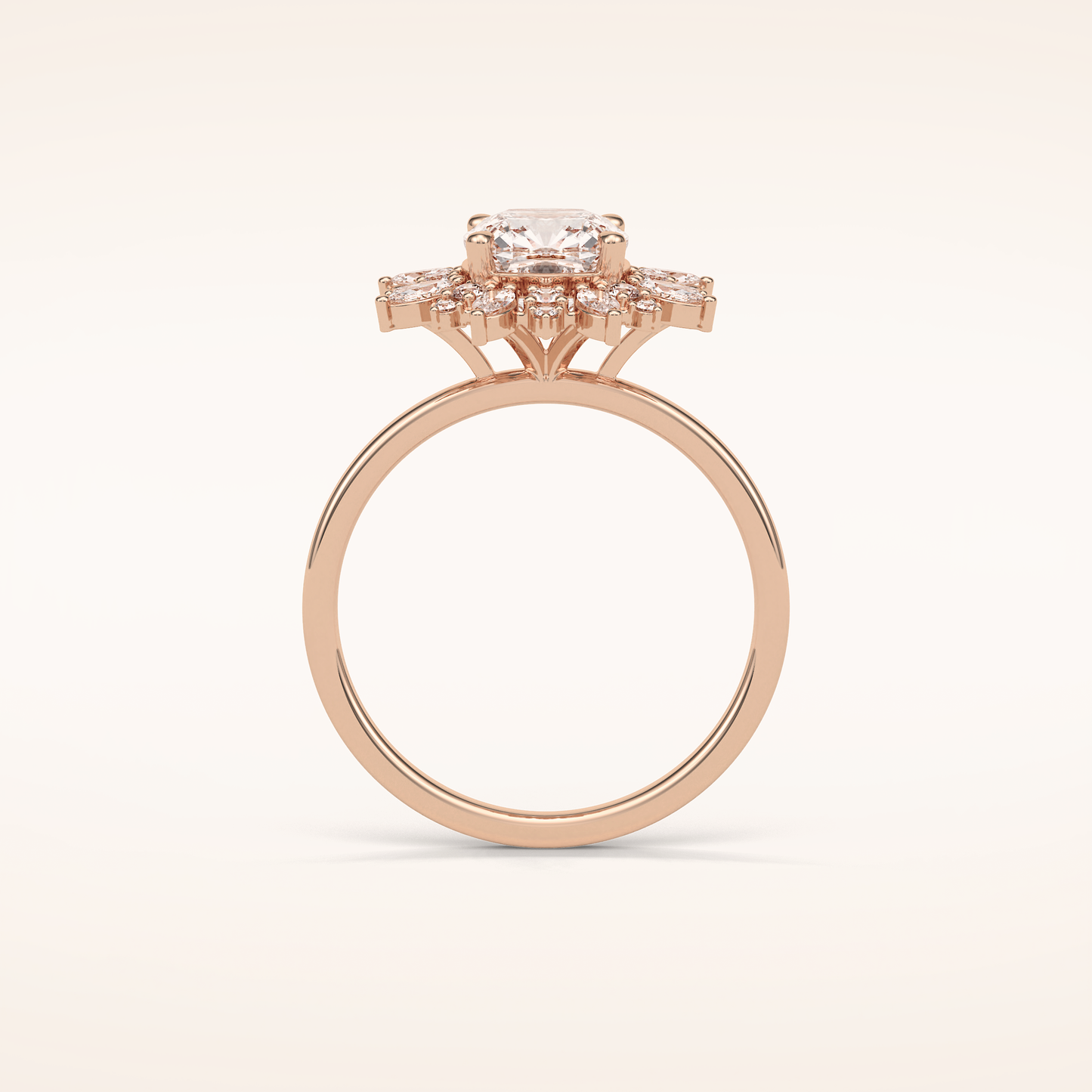 1.21 CT Cushion Shaped Cluster Moissanite Engagement Ring