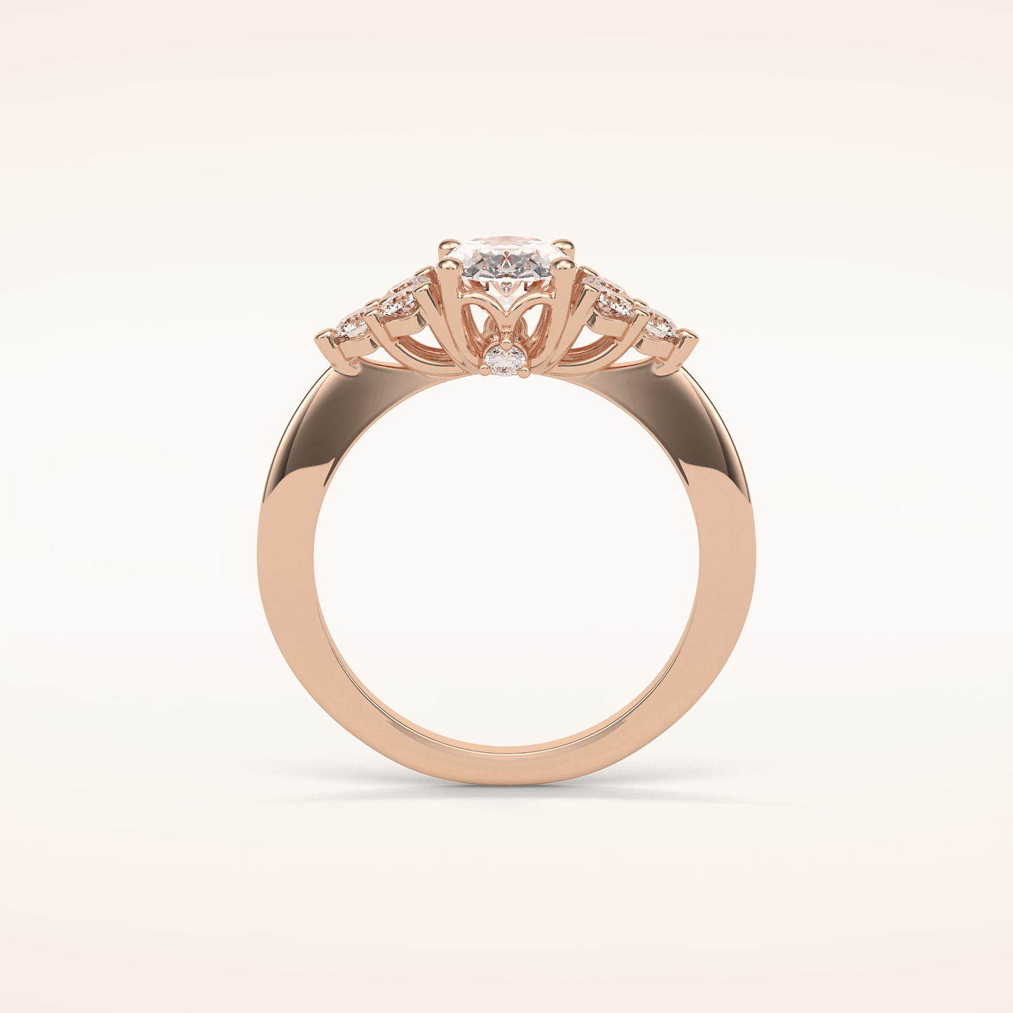 1.33 CT Oval Shaped Cluster Moissanite Engagement Ring