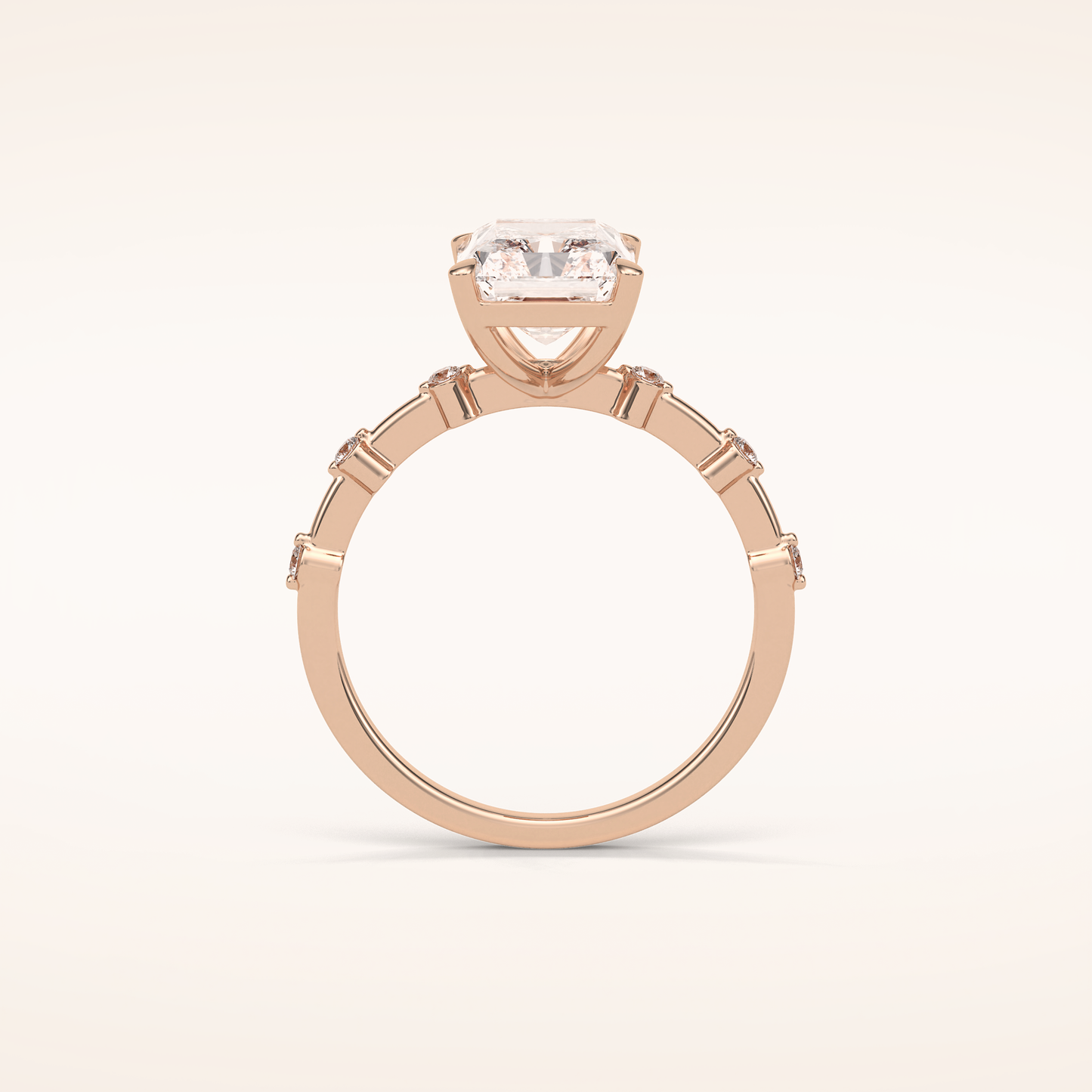 2.43 CT Radiant Shaped Dainty Pave Moissanite Engagement Ring