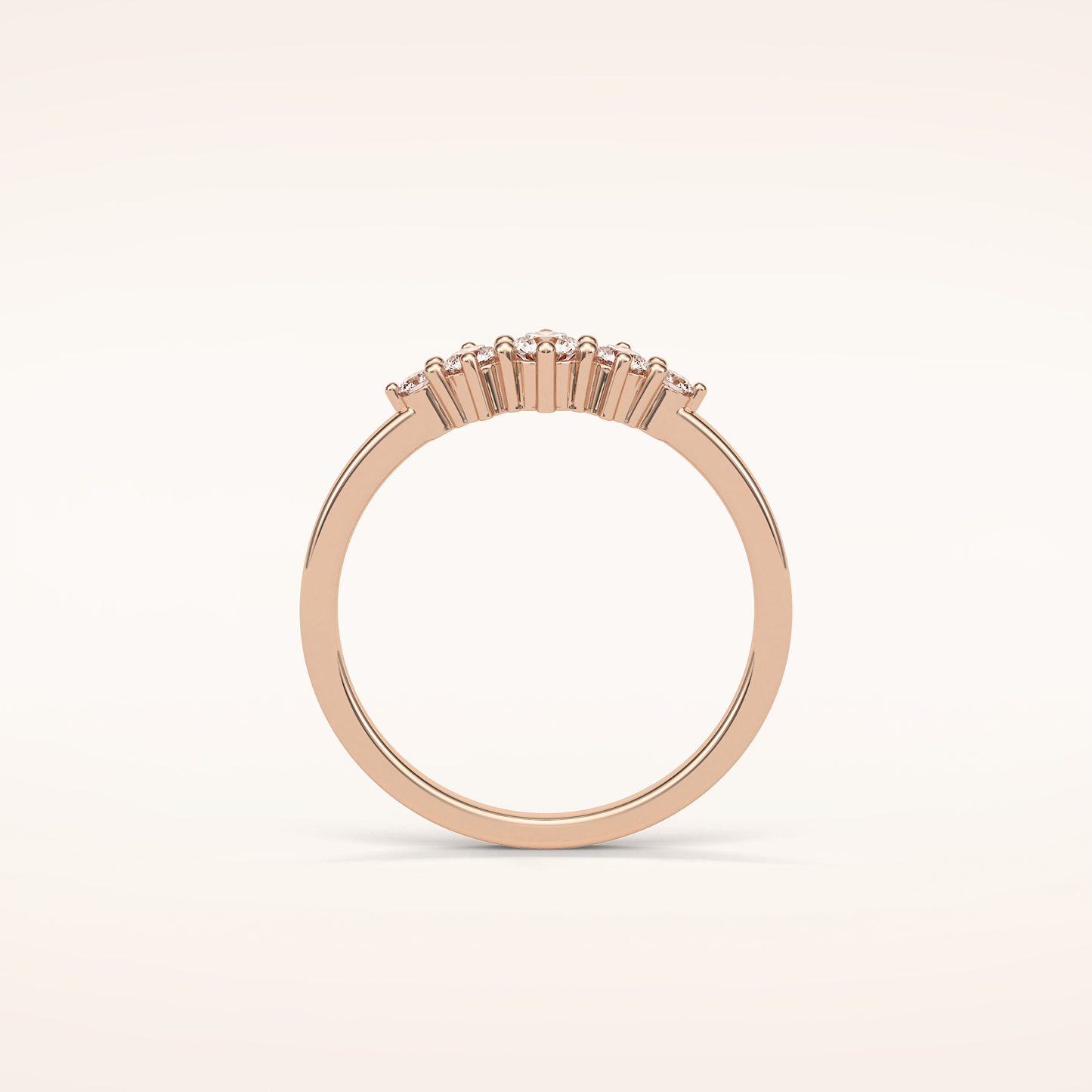 0.3 TCW Round Shaped Moissanite Five Stone Wedding Band