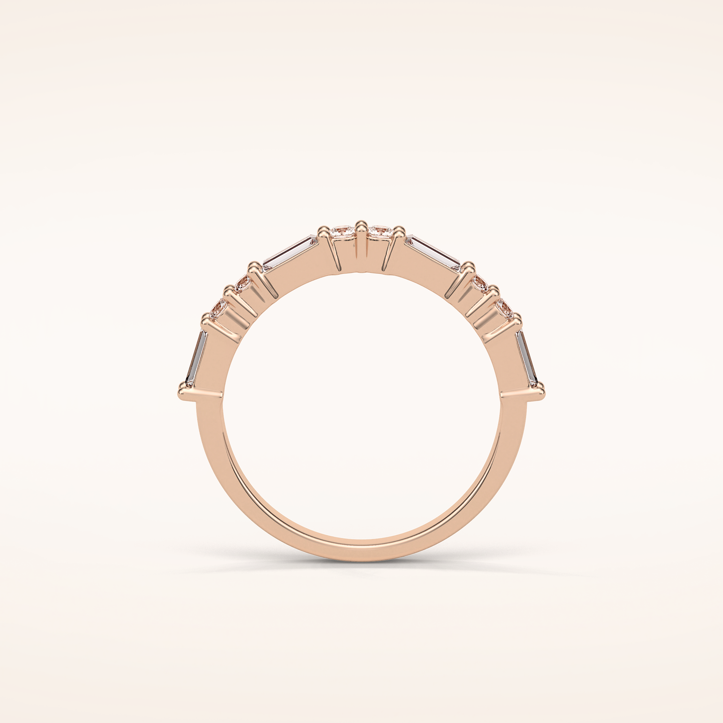 0.64 Round & Baguette Shaped Moissanite Half Eternity Wedding Band