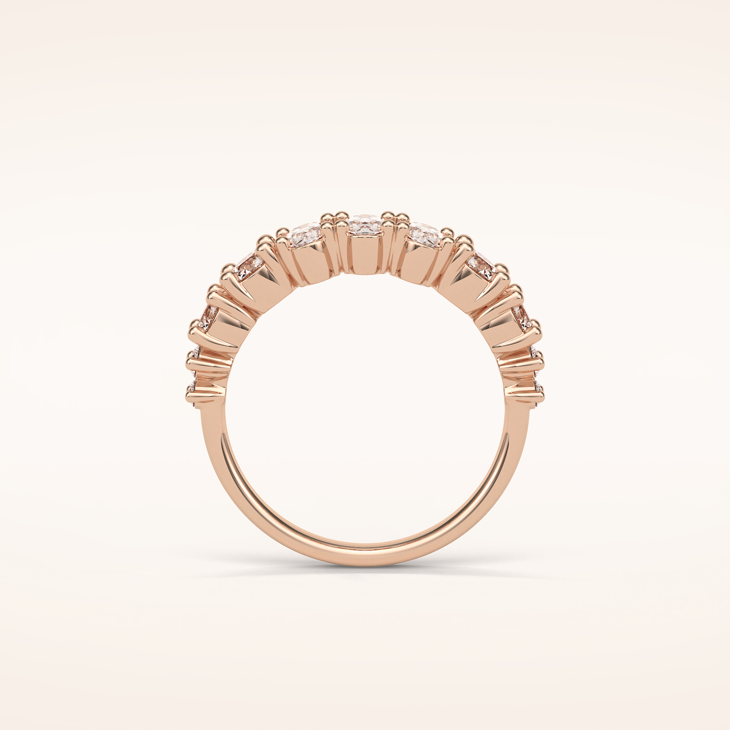 1.2 Oval & Round Shaped Moissanite Nine Stone Wedding Band