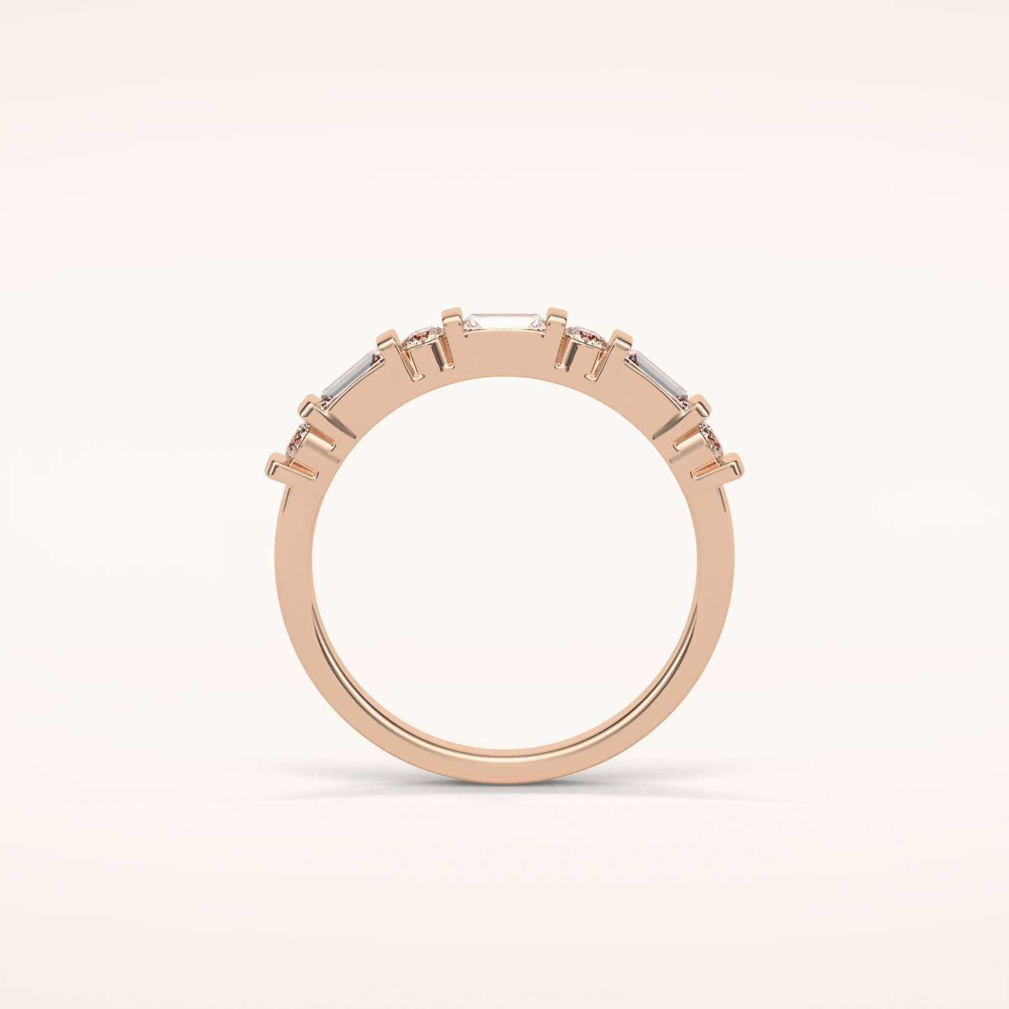 0.42 Baguette & Round Shaped Moissanite Seven Stone Wedding Band