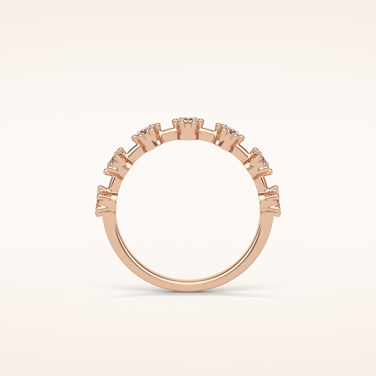 0.49 Round Shaped Moissanite Seven Stone Wedding Band