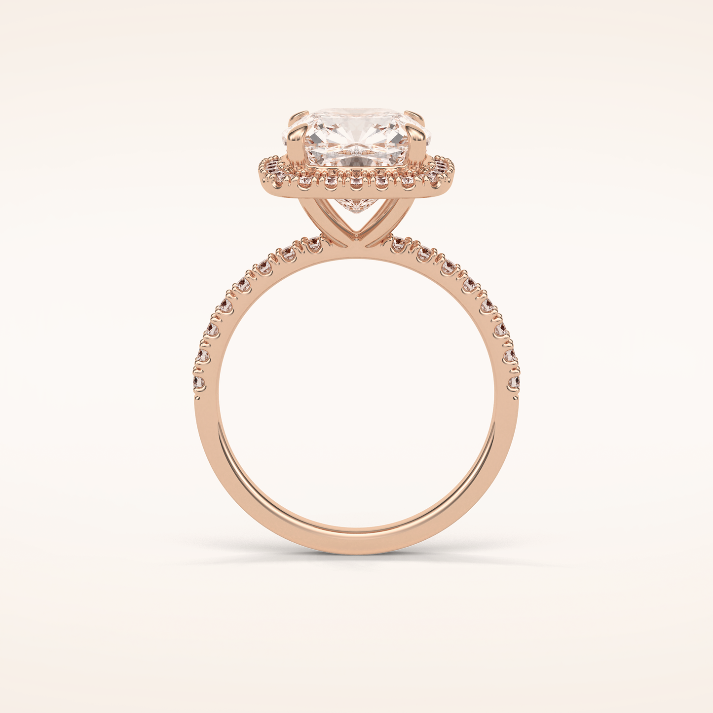 3 CT Cushion Shaped Halo & Pave Moissanite Engagement Ring