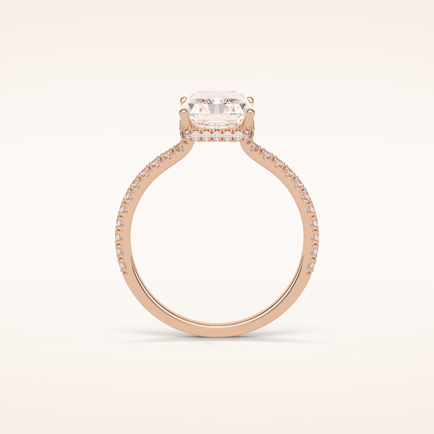 2.43 CT Radiant Shaped Pave Moissanite Engagement Ring