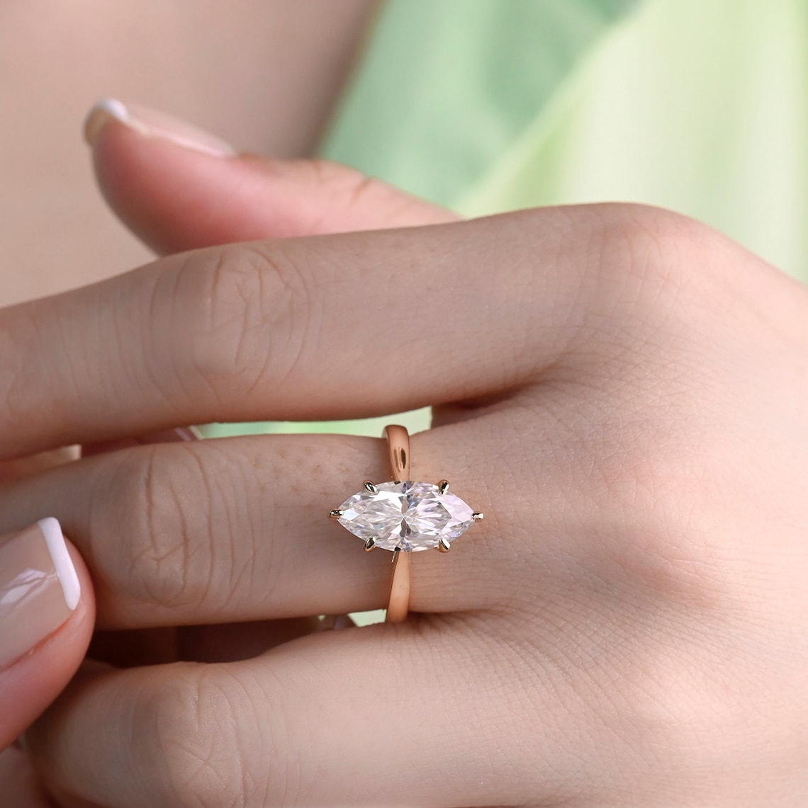 Solitaire Engagement Ring Featuring 1.50 CT Marquise Moissanite 7