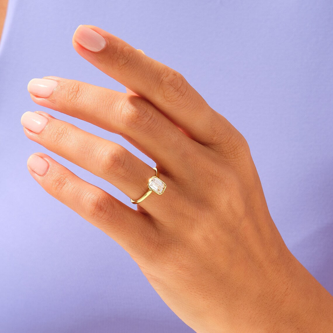 Solitaire Engagement Ring Featuring 1.50 CT Emerald Moissanite 7