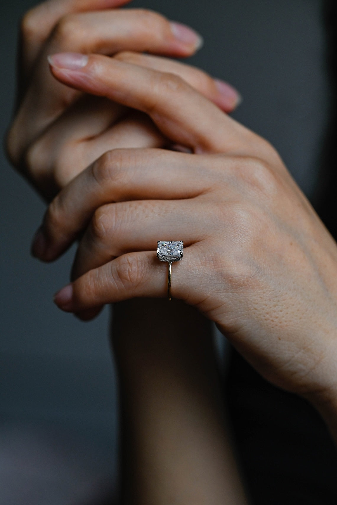 Hidden Halo Engagement Ring Featuring 2.5 CT Radiant Moissanite 10